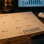 Positionnement d une entreprise : carte perceptuelle prix qualité sur bureau