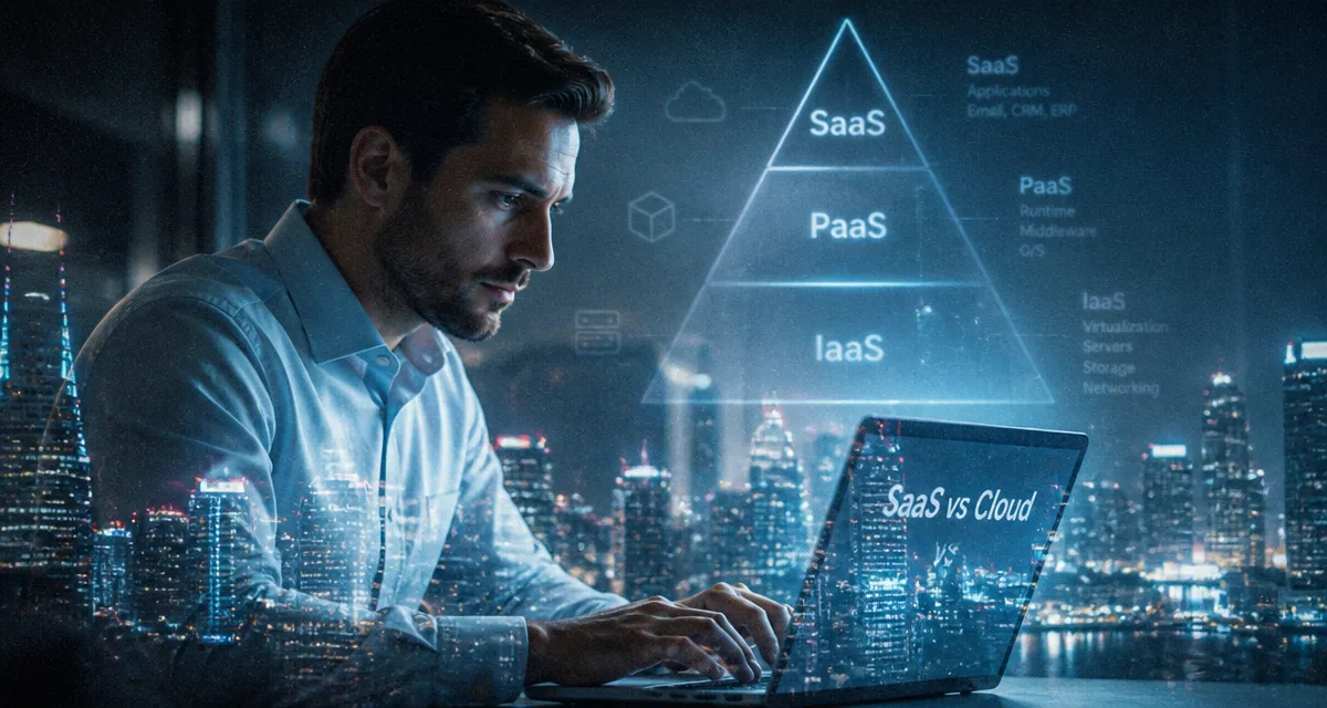 Comparaison SaaS Cloud avec skyline et pyramide