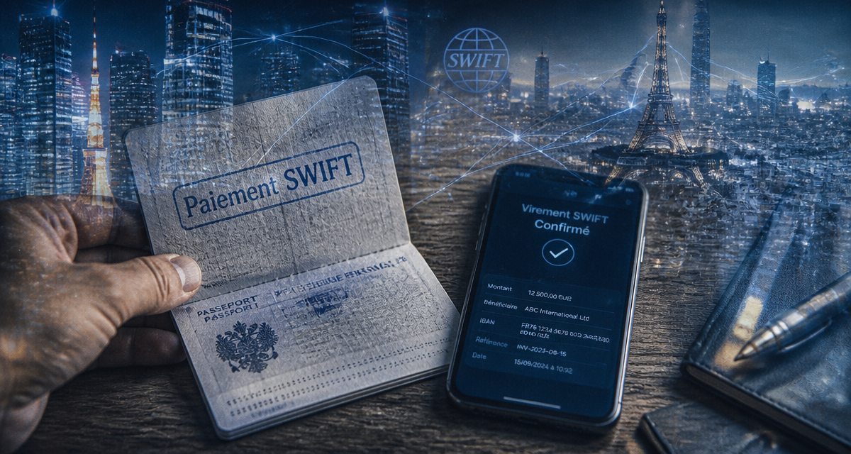 swift paiement passeport smartphone gratte-ciel