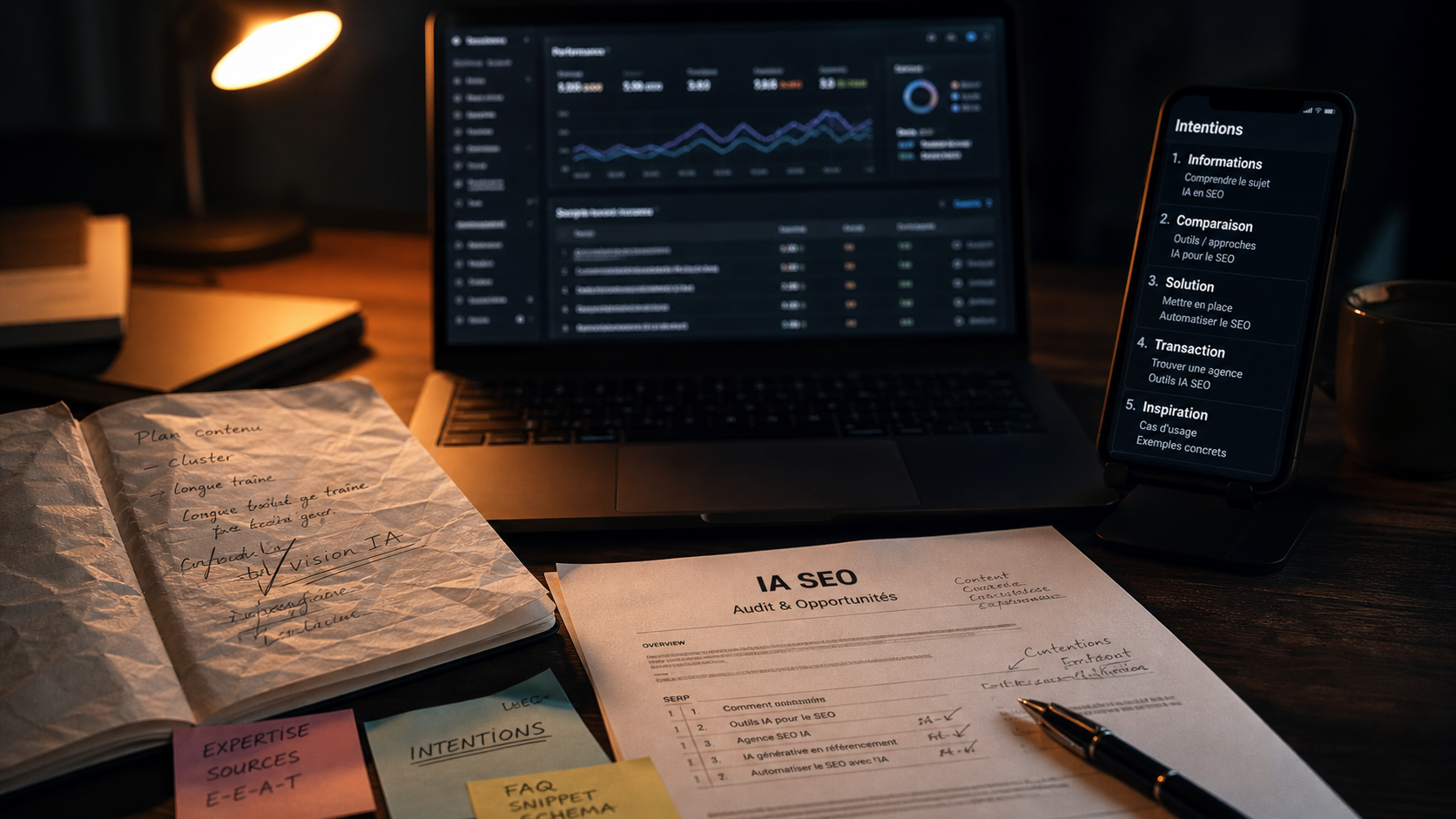 IA SEO : outils d’automatisation et qualité SEO sur bureau