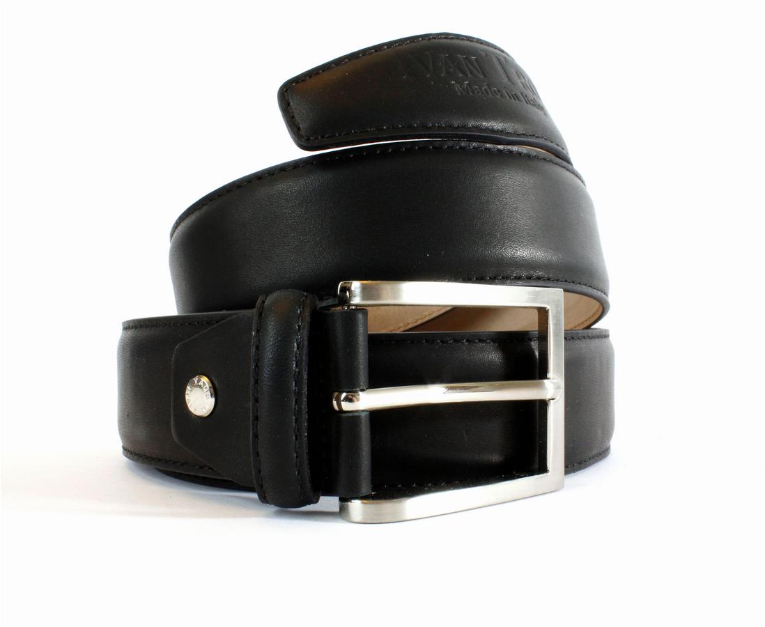 Black Calf Italian Leather Belt made in Italy - Image 2
