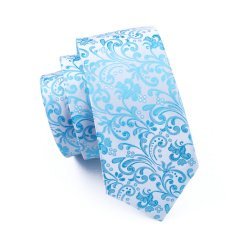 Jacquard Woven Blue Floral Tie