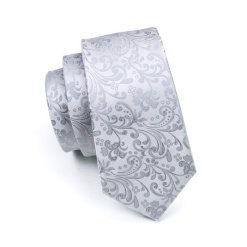 Luxury Silver Floral Tie Set
