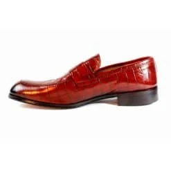 Boua Red Crocodile Printed Moccasins Loafers