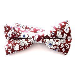 Red Floral Cotton Bow Tie