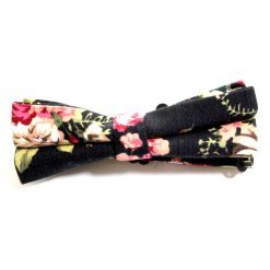 Black Floral Cotton Bow Tie