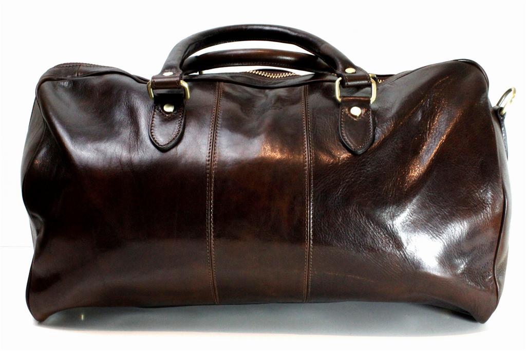 Djenne Coffee Leather Duffel Bag