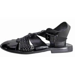 Black Leather Sandals Shoes