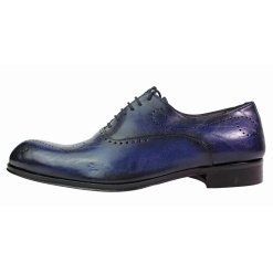 Alberto Oxford Blue Italian Leather Shoes For Men's . A classic and timeless style that is perfect for formal occasions and professional settings.