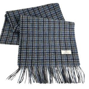 Ivan Troy Gray 100% Wool Men Scarf Plaid