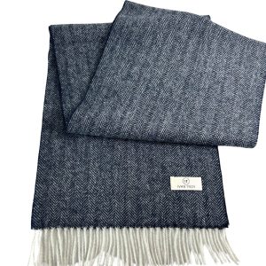 Ivan Troy Navy 100% Wool Women Scarf
