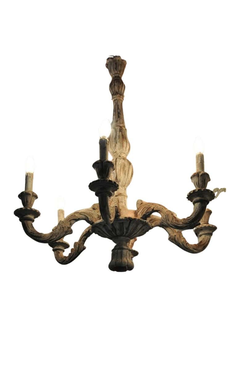 New Carved Wooden Chandelier