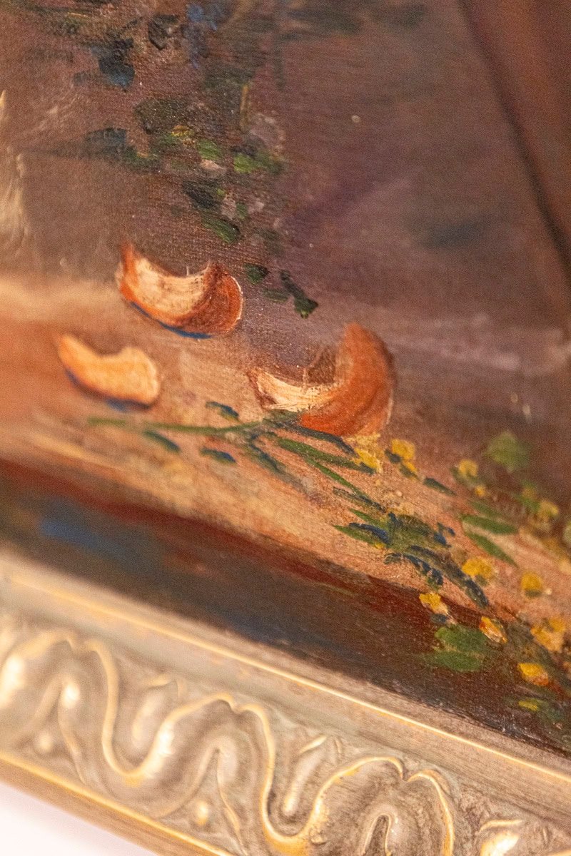 40% OFF at Checkout . French 19th Century Oil on Canvas Still-Life Painting Depicting Roses in Basket - JAA