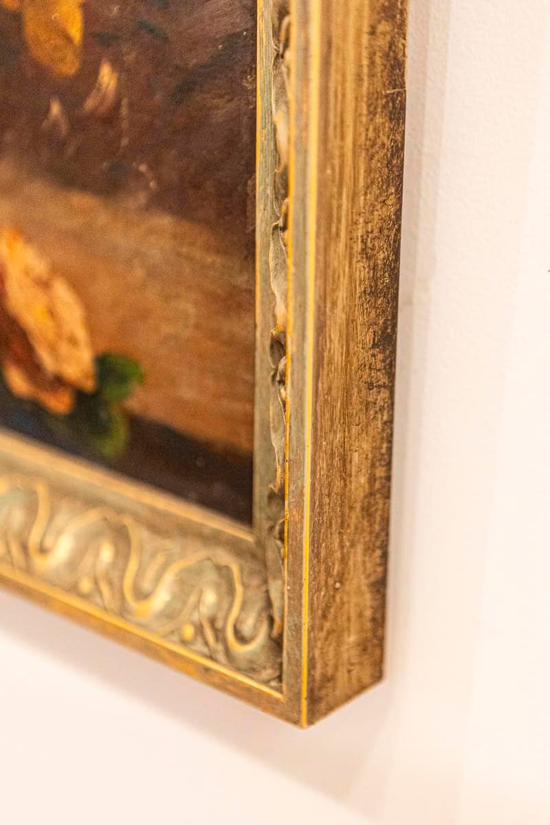 40% OFF at Checkout . French 19th Century Oil on Canvas Still-Life Painting Depicting Roses in Basket - JAA