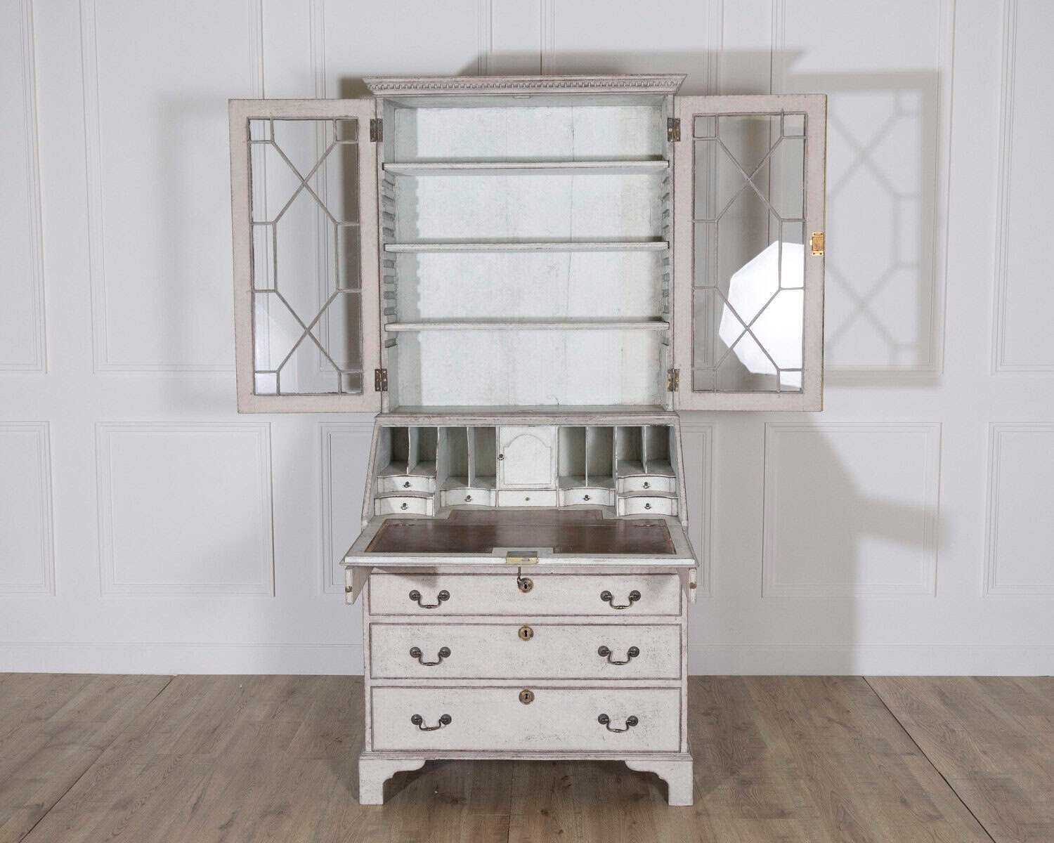 18th Century European Painted Bureau Bookcase with Glazed Doors, circa 1790 - JAA