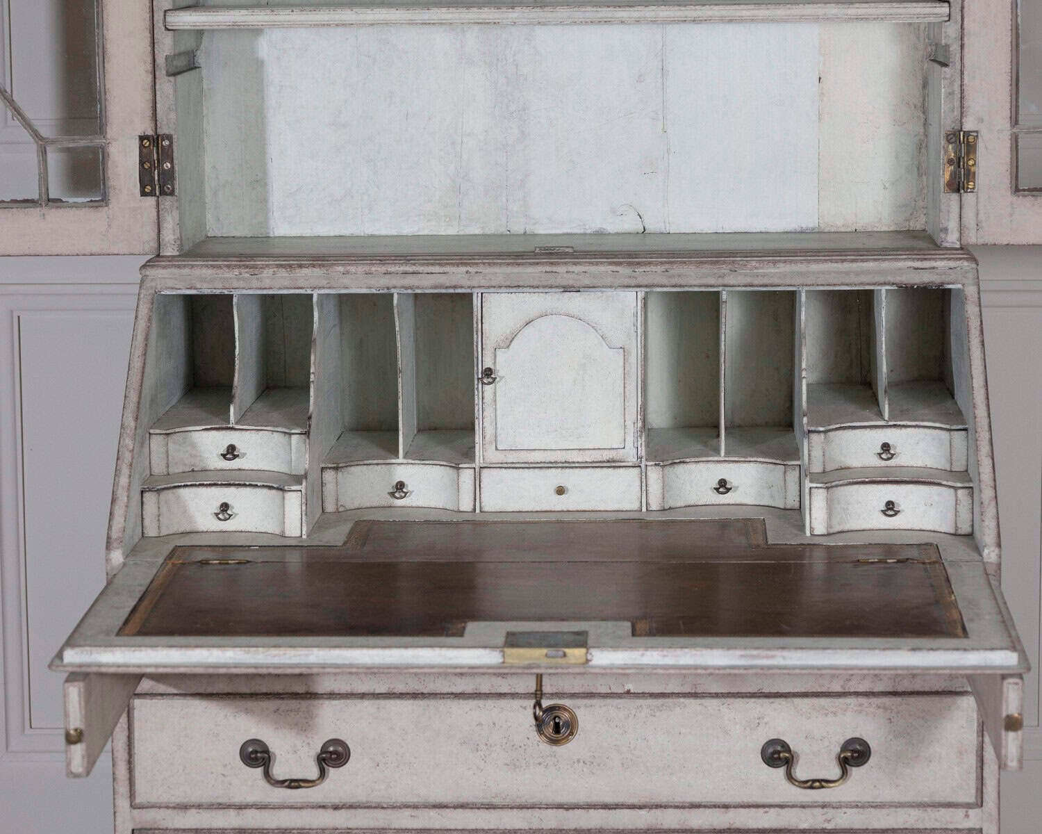 18th Century European Painted Bureau Bookcase with Glazed Doors, circa 1790 - JAA
