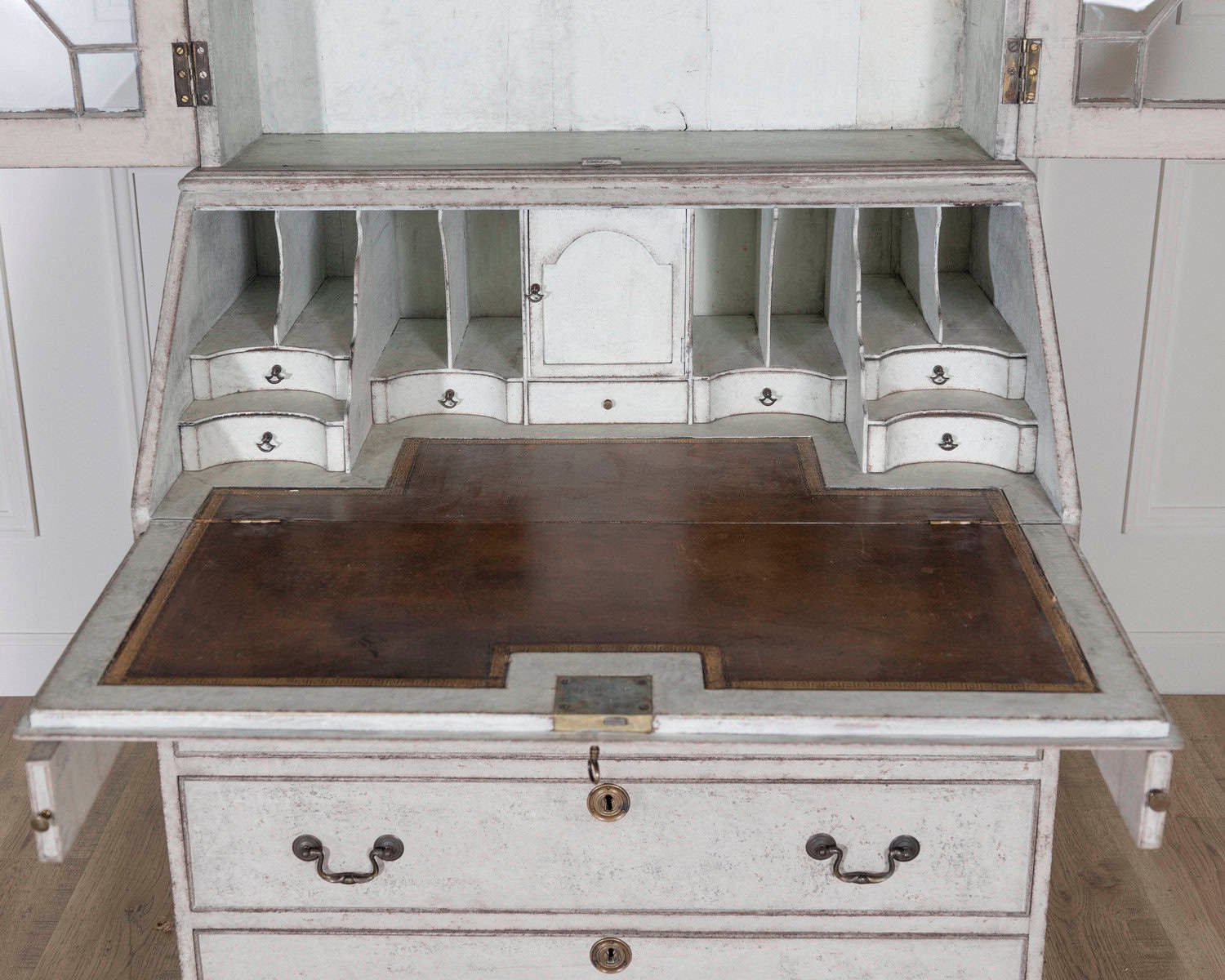 18th Century European Painted Bureau Bookcase with Glazed Doors, circa 1790 - JAA