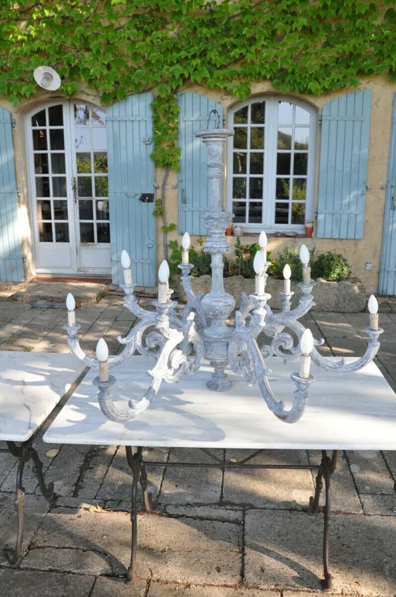 Large Carved Wooden Chandelier - JAA