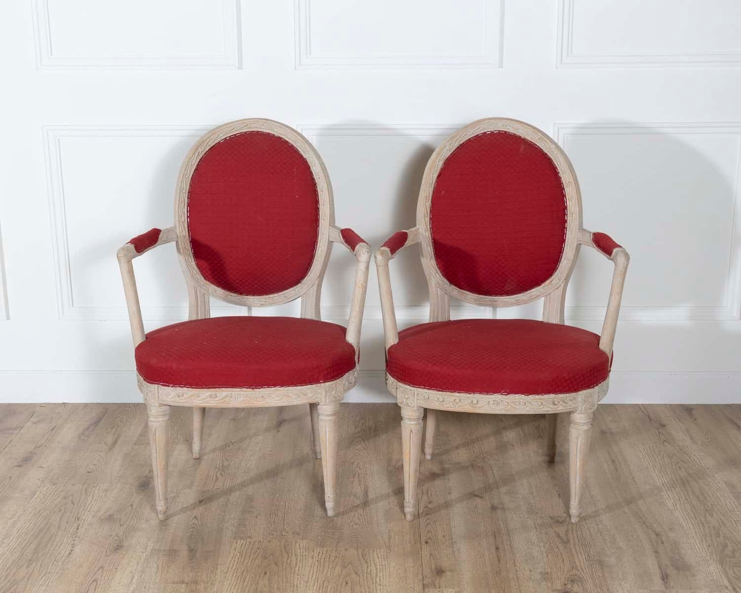 Pair of Swedish Gustavian Armchairs with Original Paint, circa 1820 - JAA
