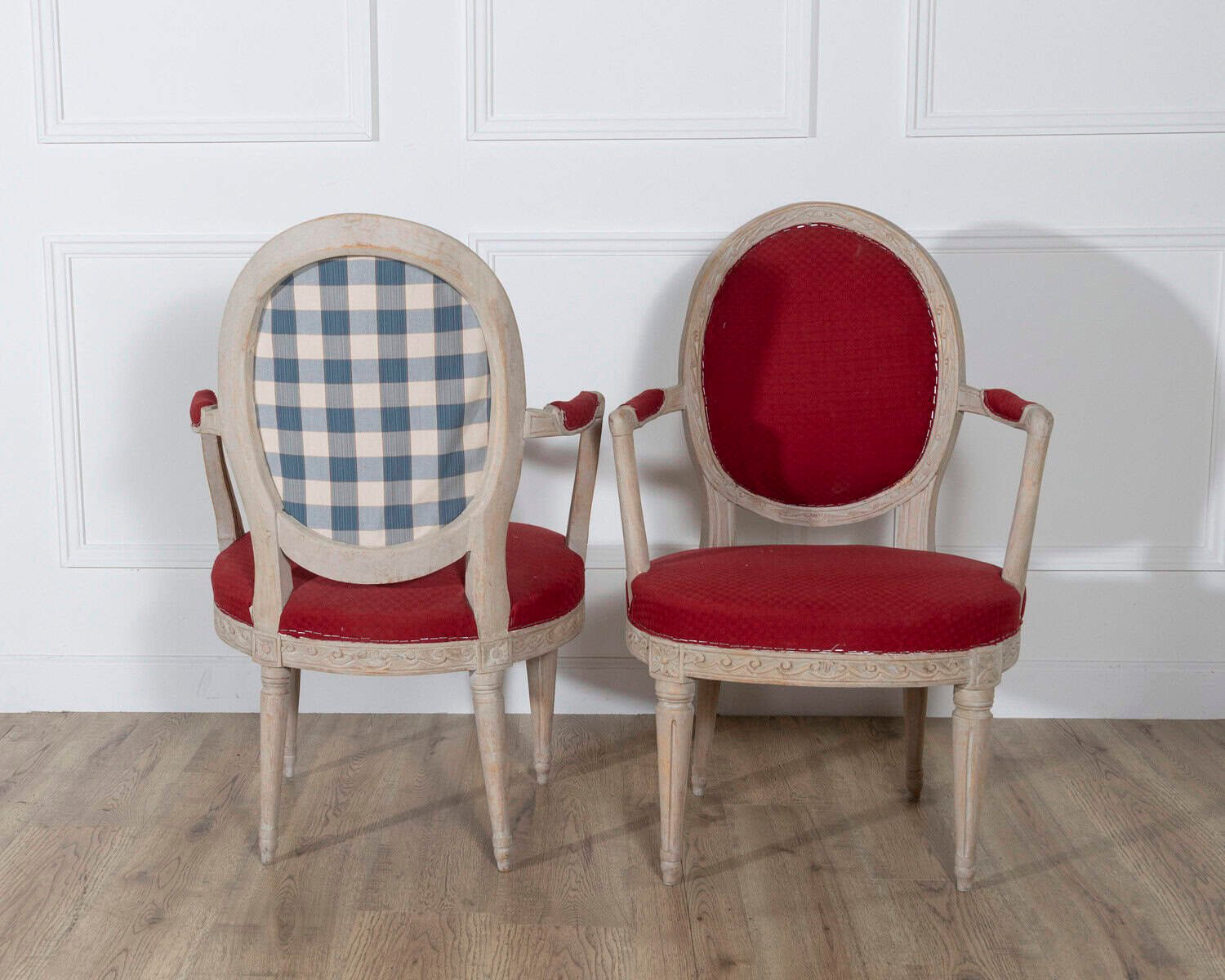 Pair of Swedish Gustavian Armchairs with Original Paint, circa 1820 - JAA