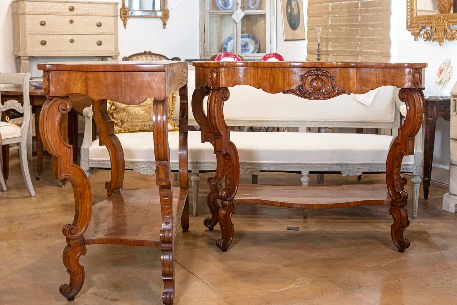 19th Century Pair of Italian Louis Philippe Consoles Circa 1860 - JAA