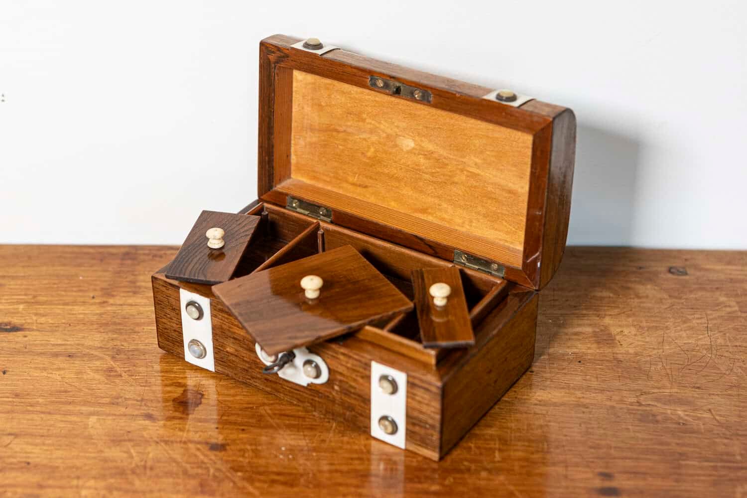 19th Century Danish Rosewood Tea Caddy with Bone Inlay, Circa 1860 - JAA