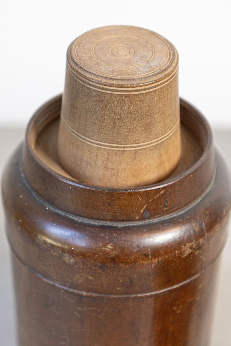French Late 19th Century Treenware Bottle With Conic Lid Serving as a Cup - JAA
