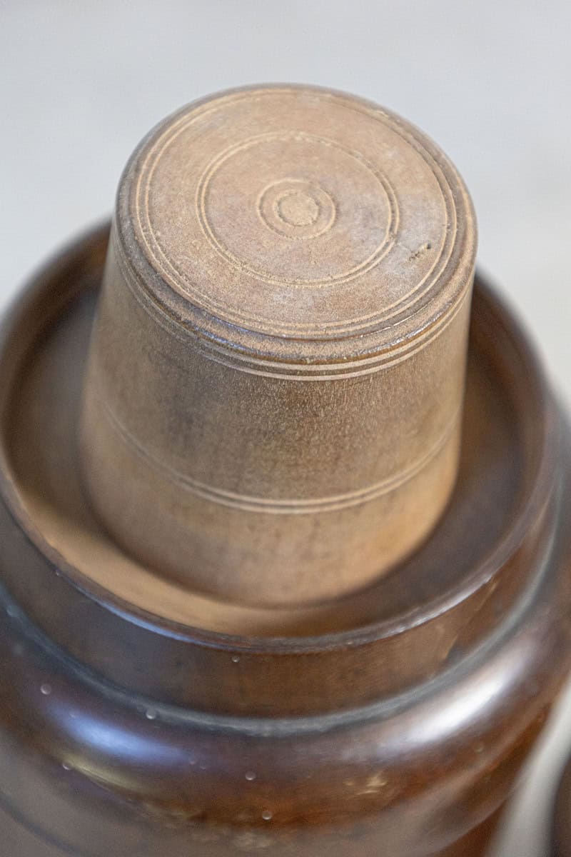 French Late 19th Century Treenware Bottle With Conic Lid Serving as a Cup - JAA