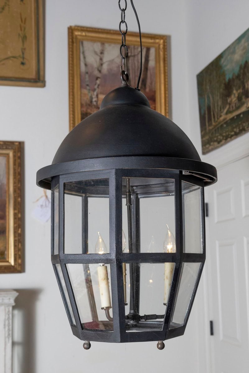 Pair of 20th Century French Tole Lanterns with Glass Panels - JAA