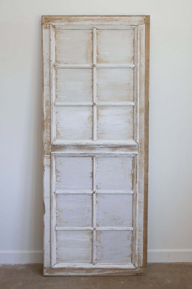 French 20th Century Rectangular Over Door Mirrored Panel with Scraped Finish - JAA