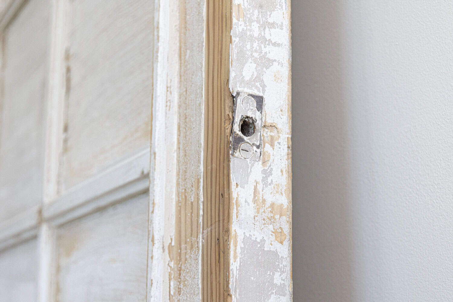 French 20th Century Rectangular Over Door Mirrored Panel with Scraped Finish - JAA