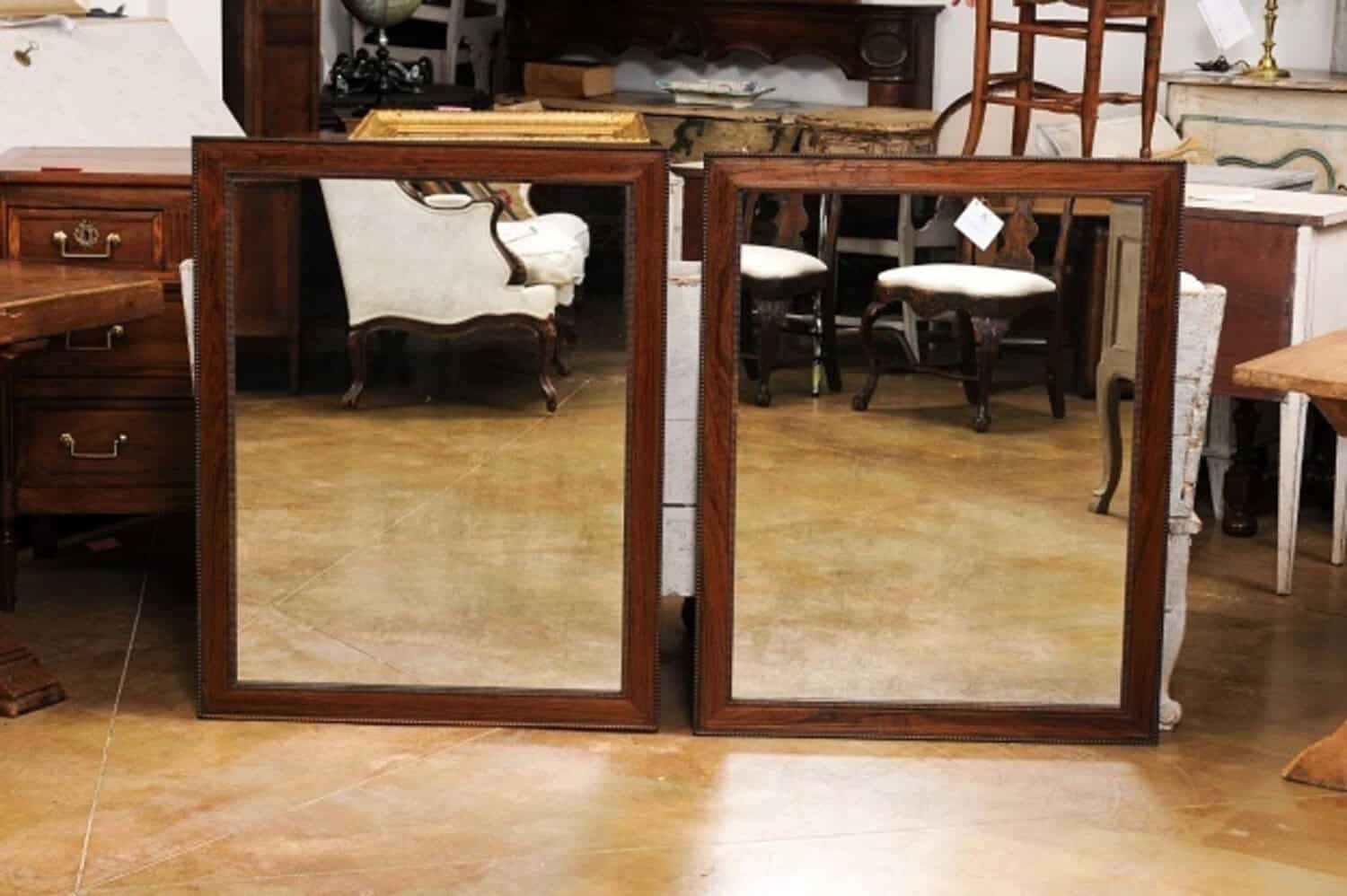 Italian Palisander Mirrors with Carved Frames from the 20th Century, Sold Each - JAA