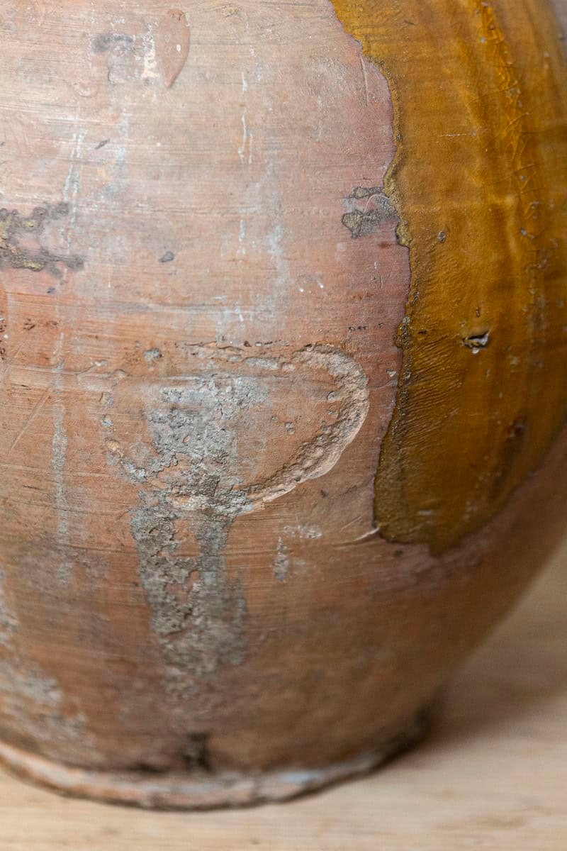 Rustic French 19th Century Pottery Jug with Yellow Glaze and Three Handles - JAA