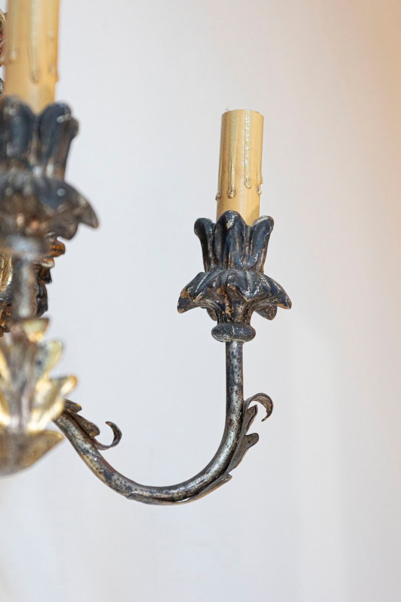 Pair of Italian Rococo Style Late 19th Century Carved and Painted Sconces - JAA