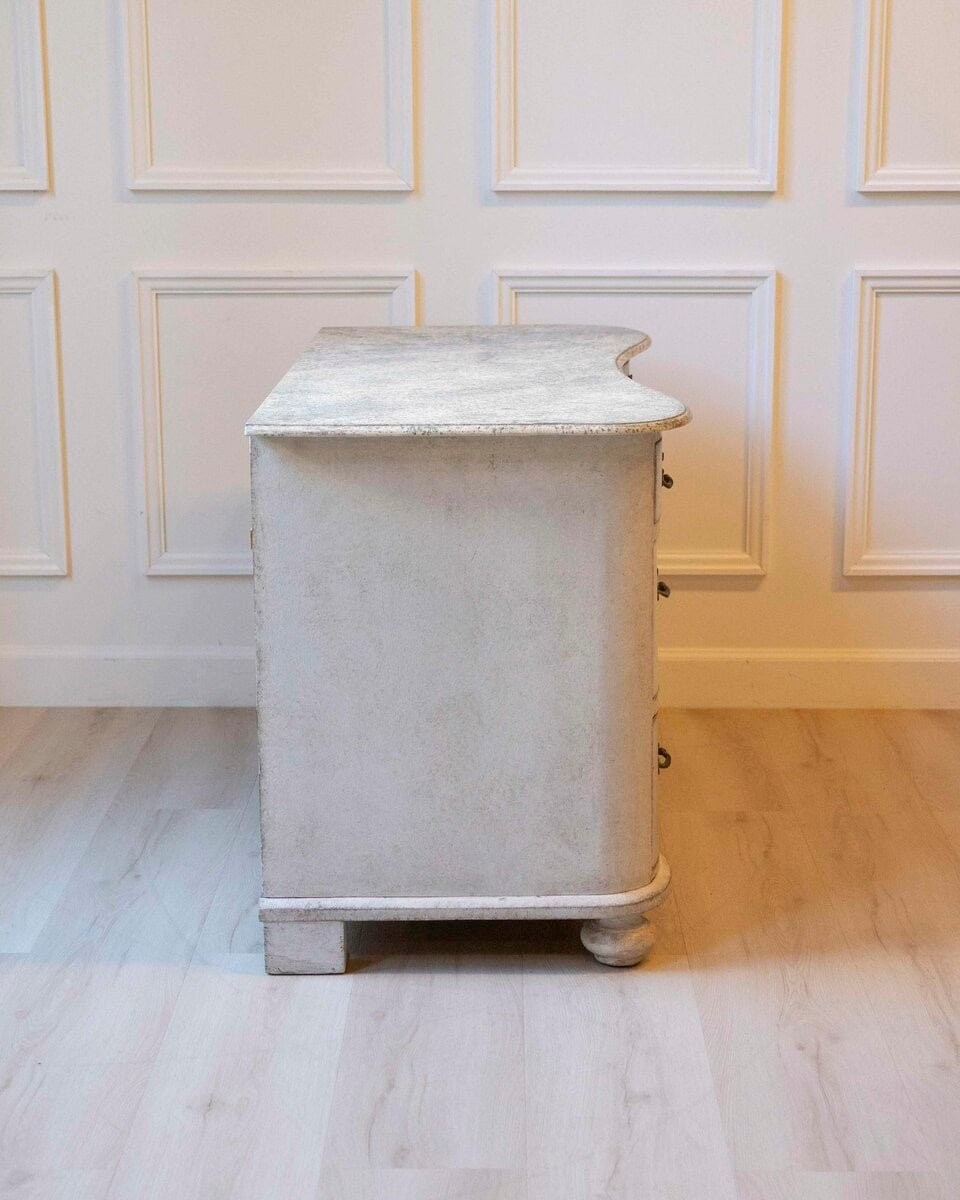 Swedish Baroque Style 19th Century Gray Serpentine Front Three-Drawer Chest - JAA