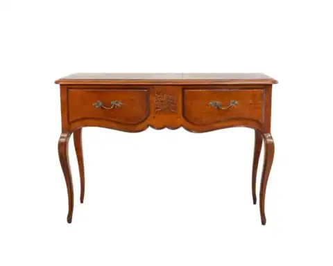 Provençal Walnut Console Table with Two Drawers, Louis XV Style, 20th Century