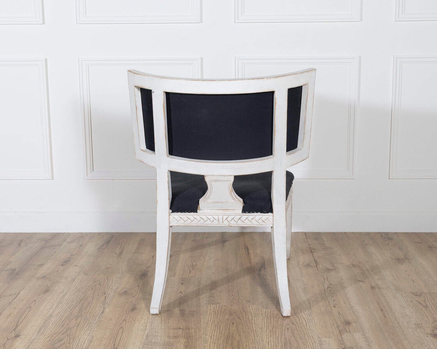 Pair of Swedish Gustavian-Style Chairs with Dark Blue Upholstery - JAA