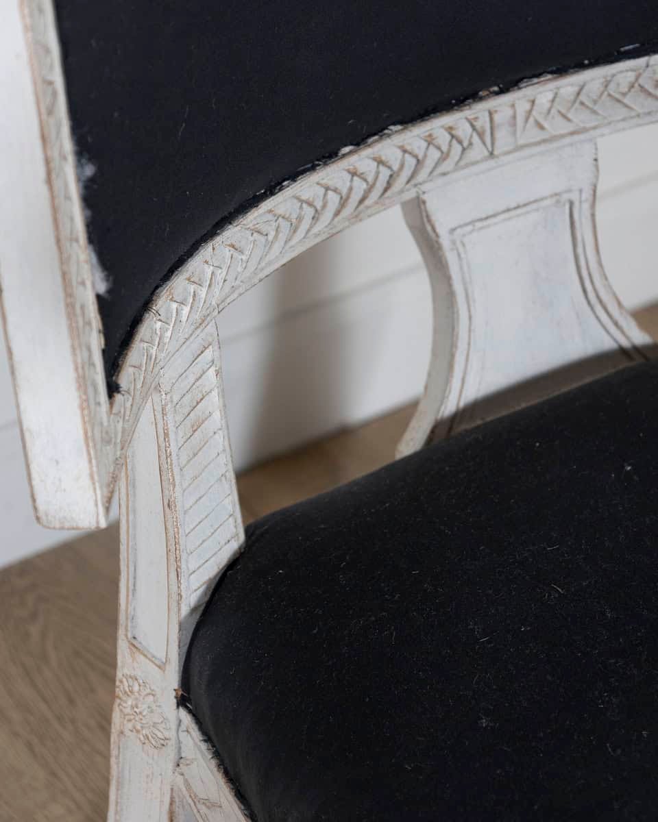 Pair of Swedish Gustavian-Style Chairs with Dark Blue Upholstery - JAA