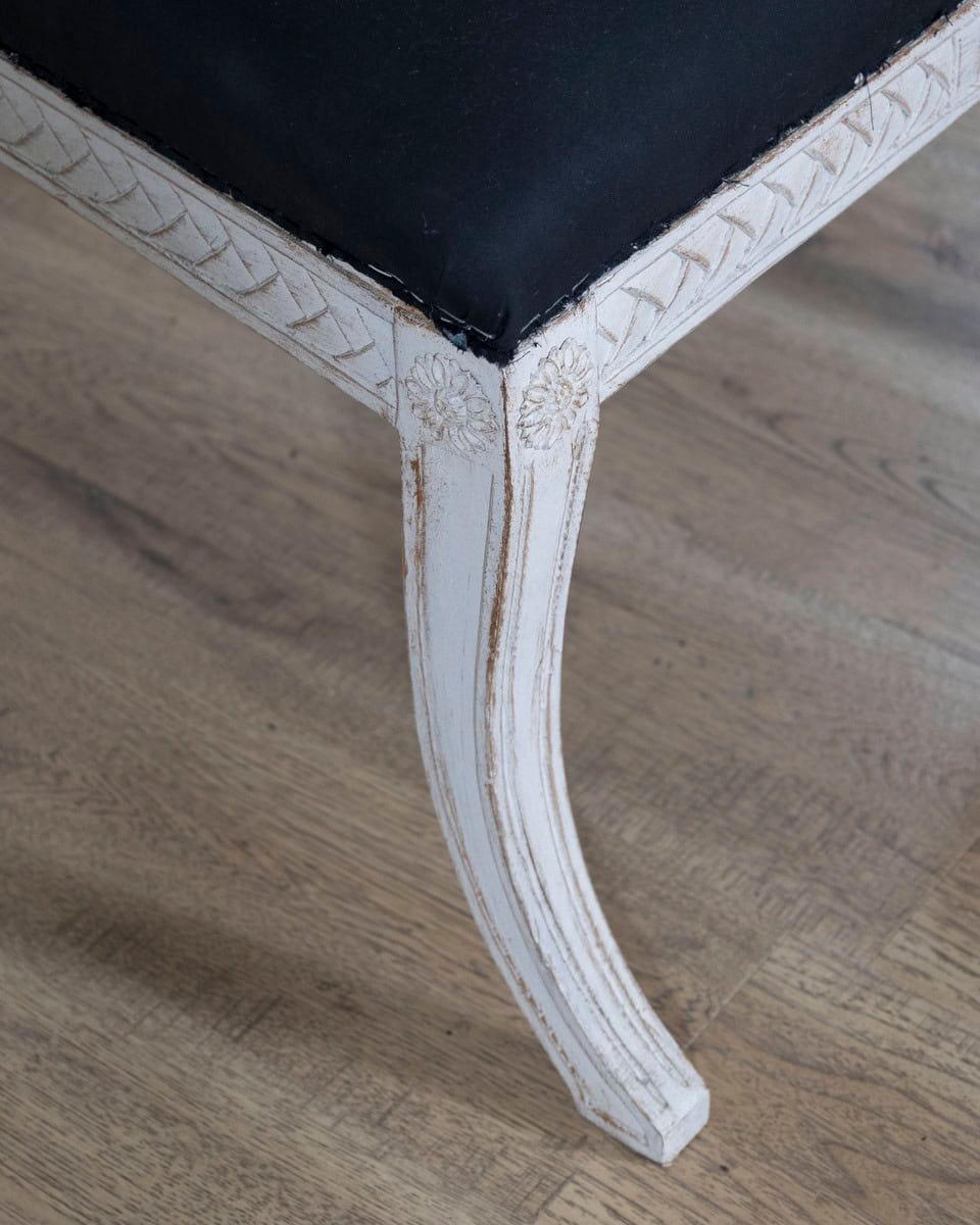 Pair of Swedish Gustavian-Style Chairs with Dark Blue Upholstery - JAA