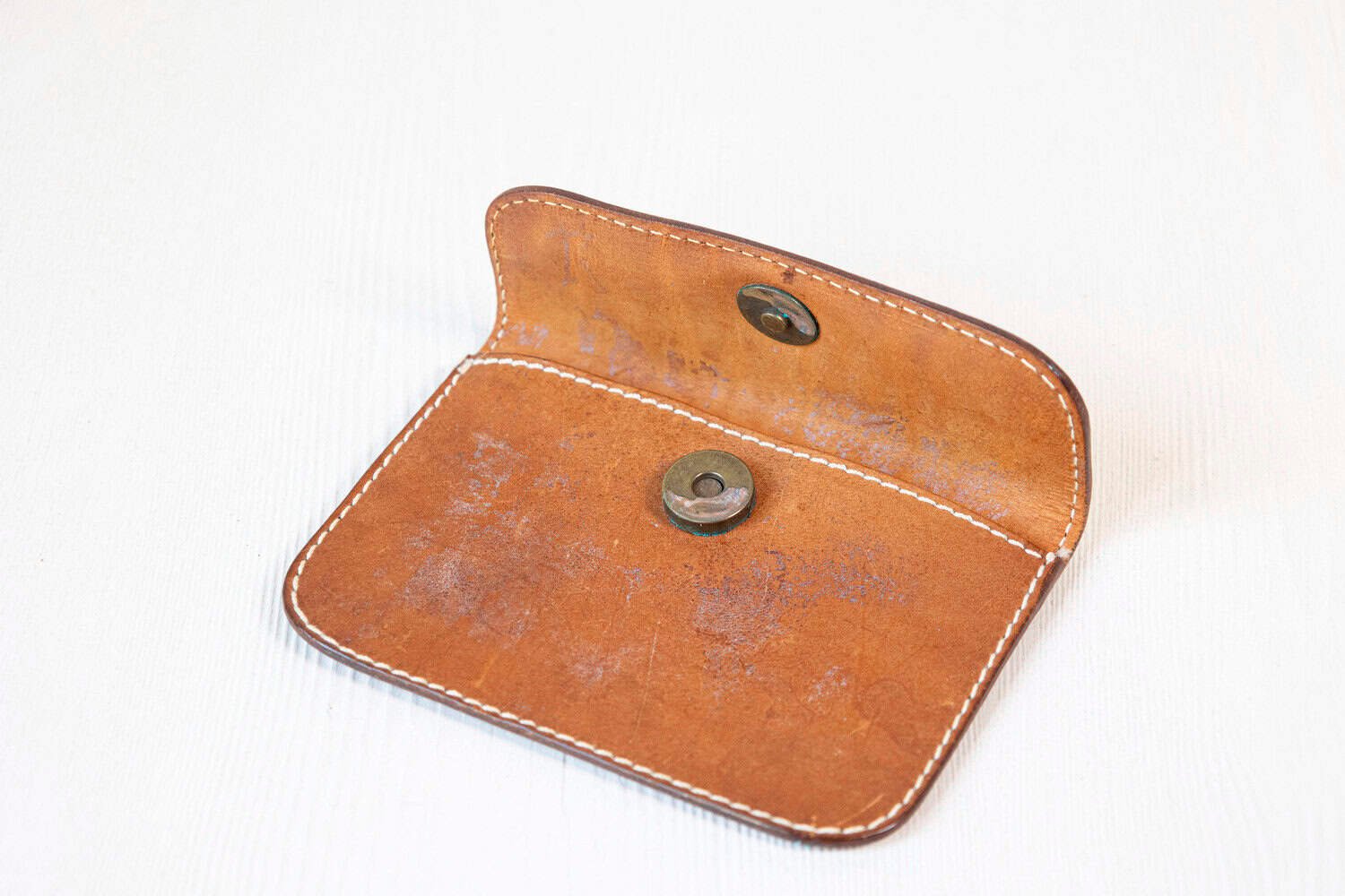 English Victorian Period 19th Century Brown Leather Case with Button Box - JAA