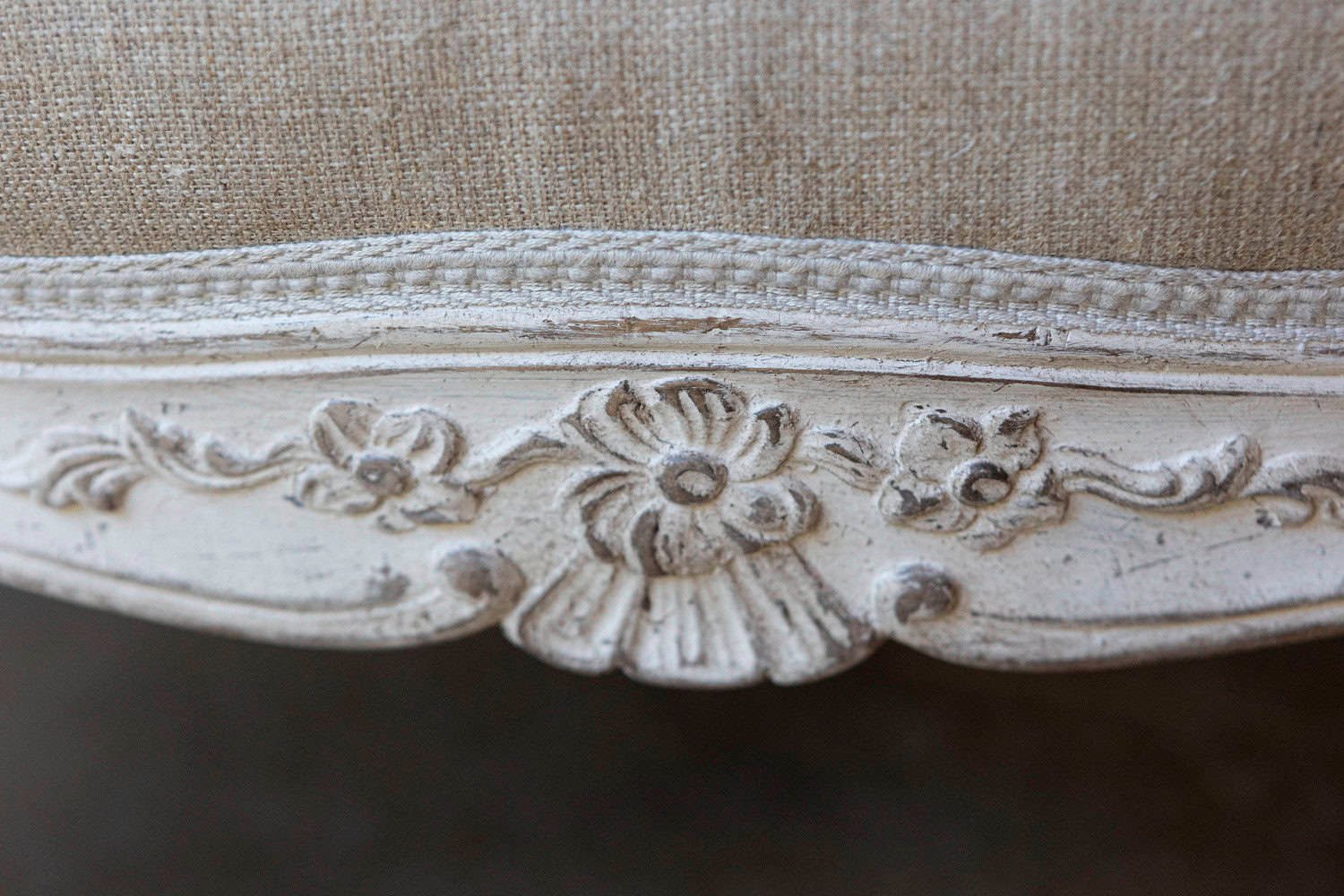 Swedish 19th Century Rococo Style Painted Upholstered Stool with Carved Shells - JAA