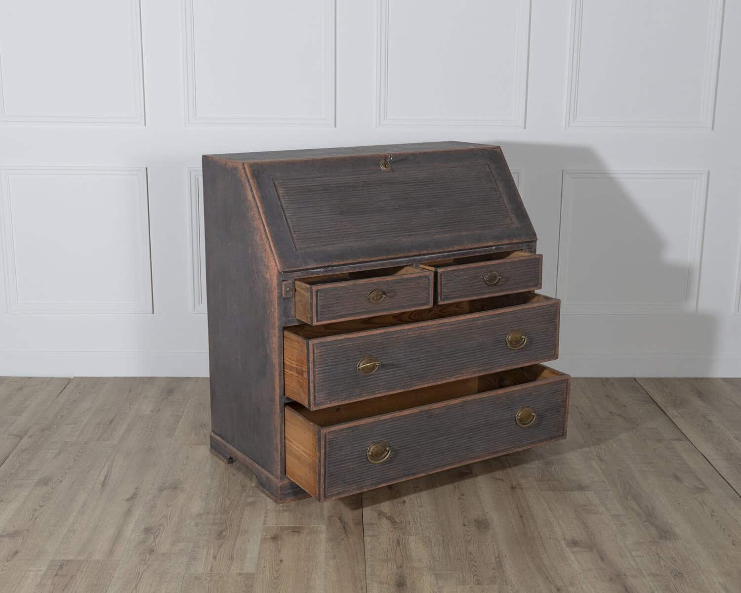 Early 19th Century Swedish Gustavian Secretary in Black with Painted Interior, circa 1810 - JAA