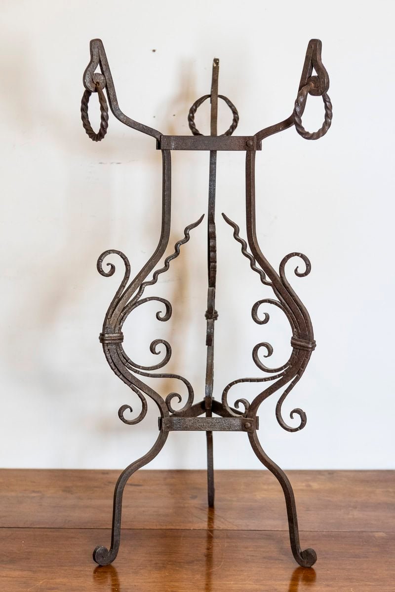Pair of Italian Wrought-Iron Plant Stands with Scrolling Motifs, circa 1900 - JAA