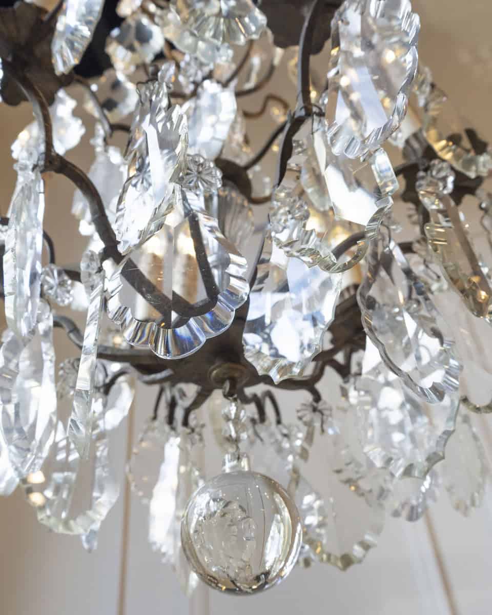 40% OFF at Checkout. French 19th Century Six-Light Crystal Chandelier with Pendeloques and Rosettes - JAA