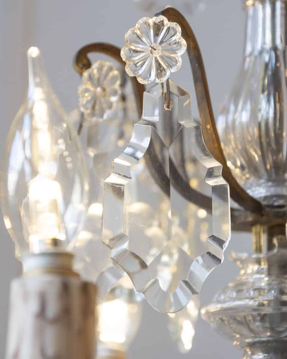 40% OFF at Checkout. French 19th Century Six-Light Crystal Chandelier with Pendeloques and Rosettes - JAA