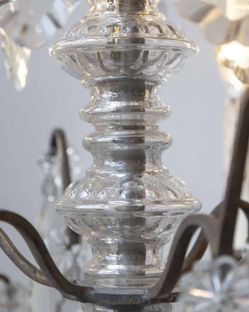 40% OFF at Checkout. French 19th Century Six-Light Crystal Chandelier with Pendeloques and Rosettes - JAA