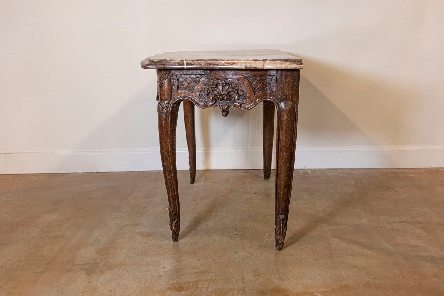 French 1720s Régence Period Walnut Console Table with Original Marble Top - JAA