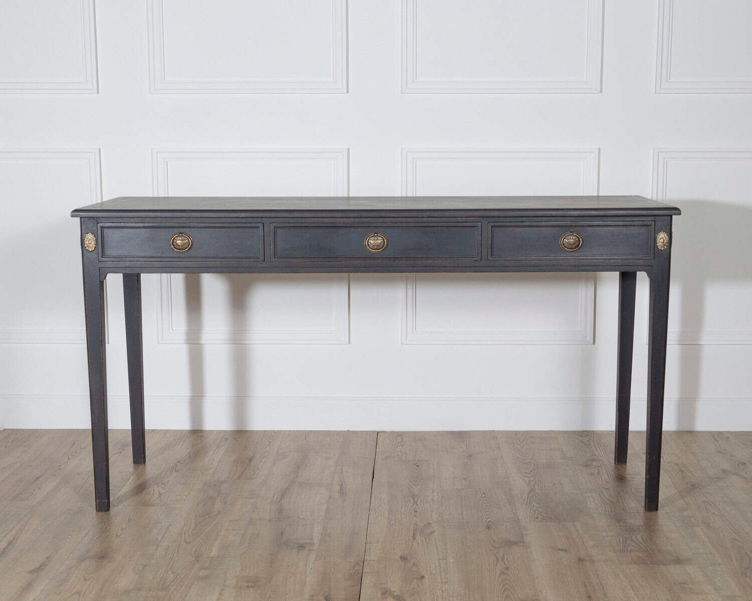 ON HOLD - Midcentury Painted Console Table with Drawers and Brass Details, circa 1960 - JAA