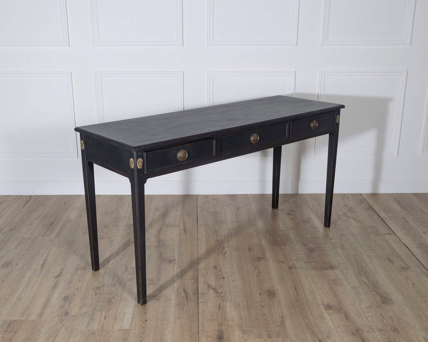 ON HOLD - Midcentury Painted Console Table with Drawers and Brass Details, circa 1960 - JAA