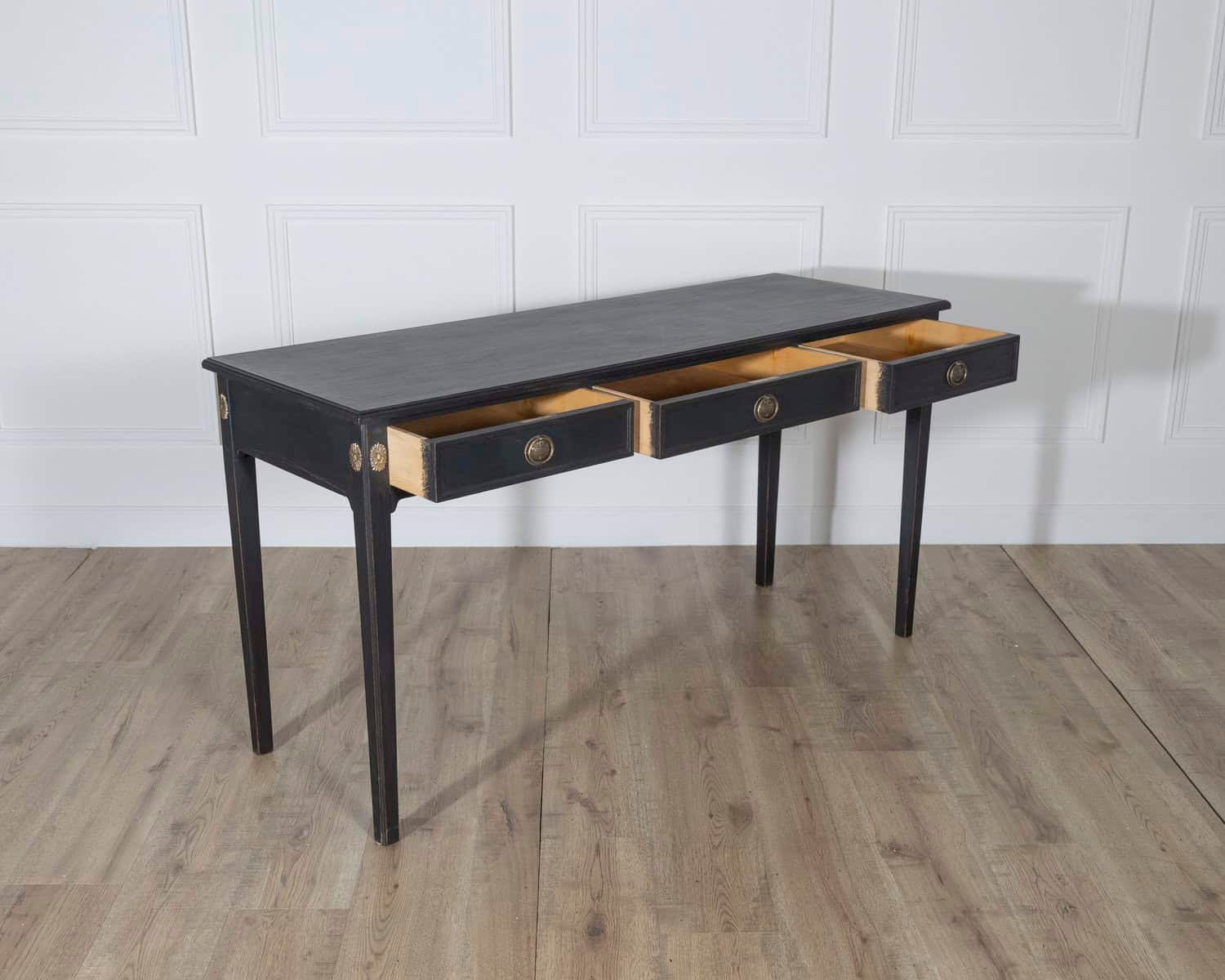ON HOLD - Midcentury Painted Console Table with Drawers and Brass Details, circa 1960 - JAA